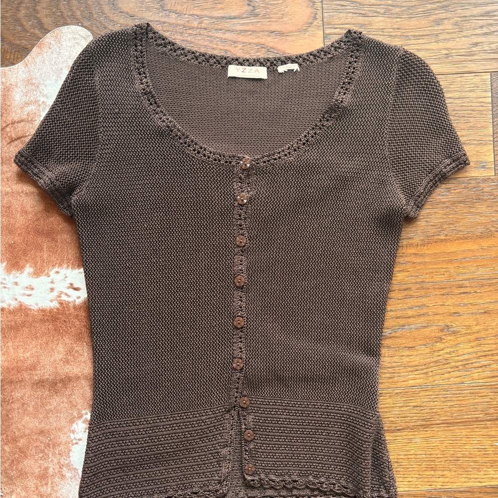 brown knit vintage button up🤎
